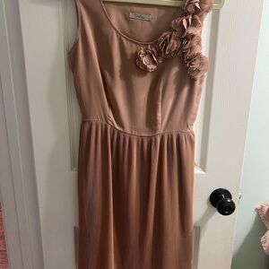 Darling Pink Blush Sleeveless Dress with Floral Detail